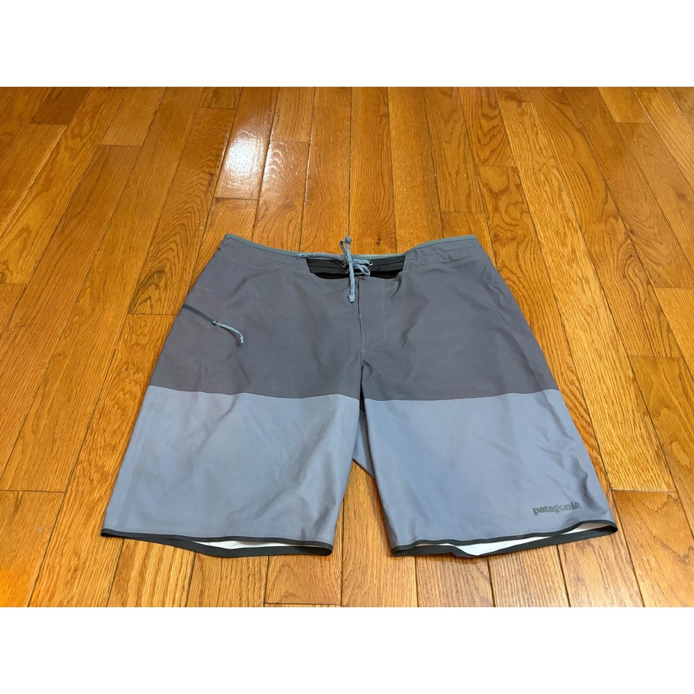 Patagonia Hydro Series Boardshorts Mens 33 Grey Colorblock DWR Surf Swim Trunks